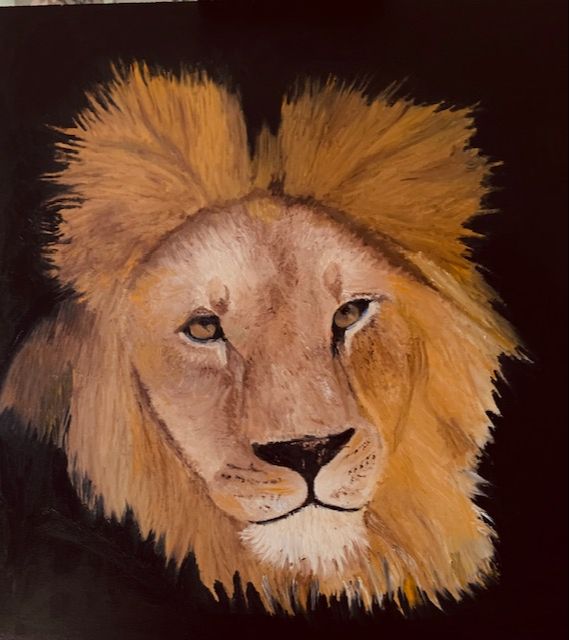 peinture huile lion exercice eleve