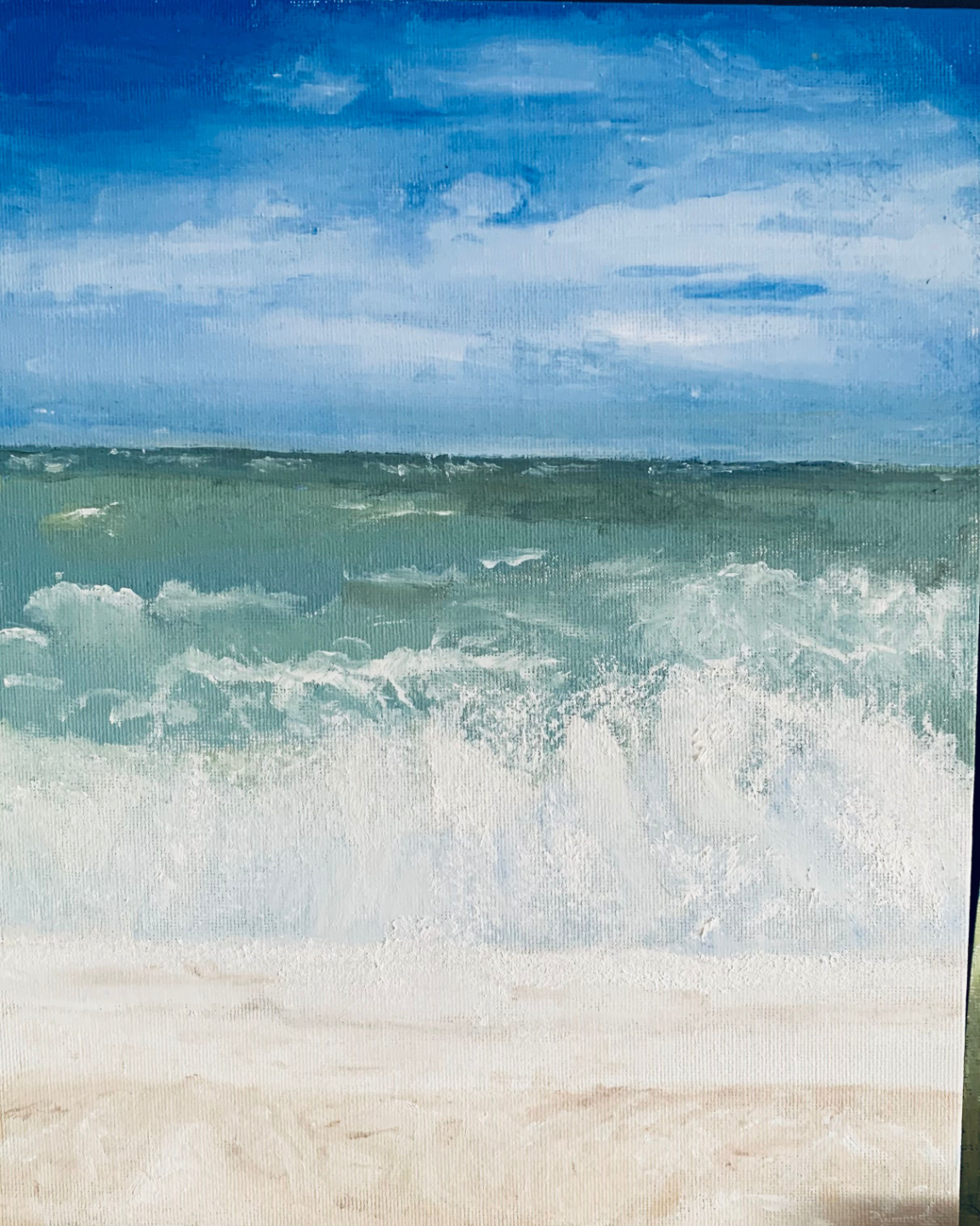 peinture à l'huile d'une main réalisé par un étudiant du cours de peinture