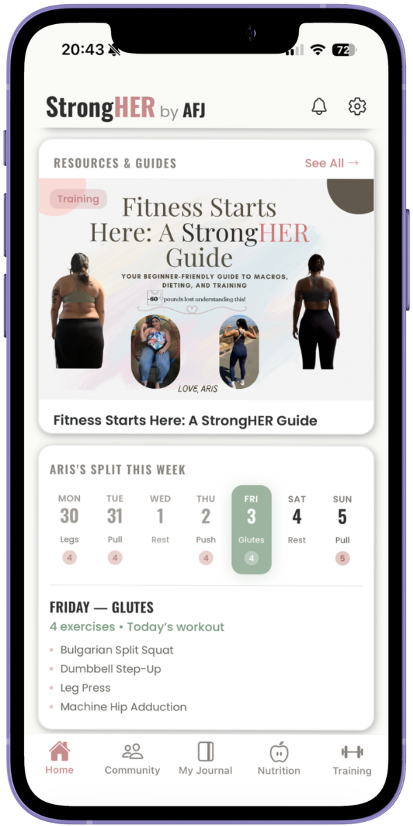 StrongHER app — home view
