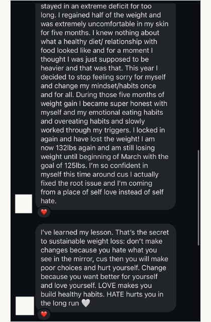 DM from Ney, a StrongHER Nutrition community member (part 2)