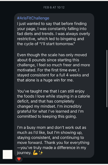 DM from Calabria, a StrongHER Nutrition community member