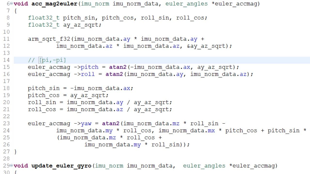 Steppeschool STM32 IMU Euler angles