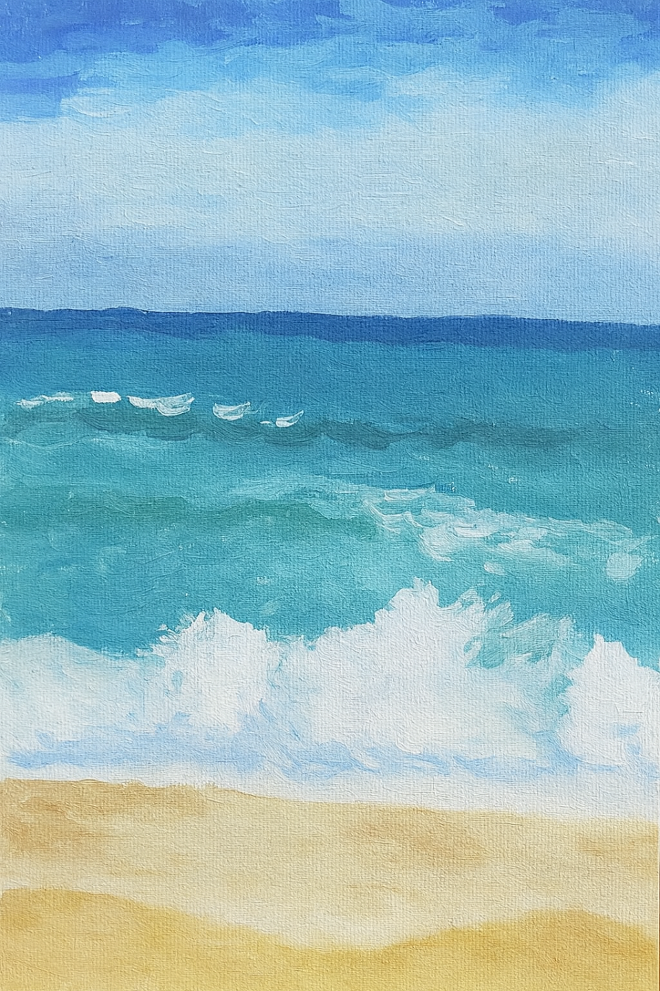 oil painting seascape created by student of the oil painting course
