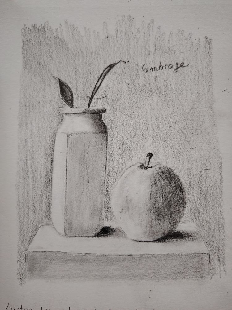 drawing of a student from the still life drawing course