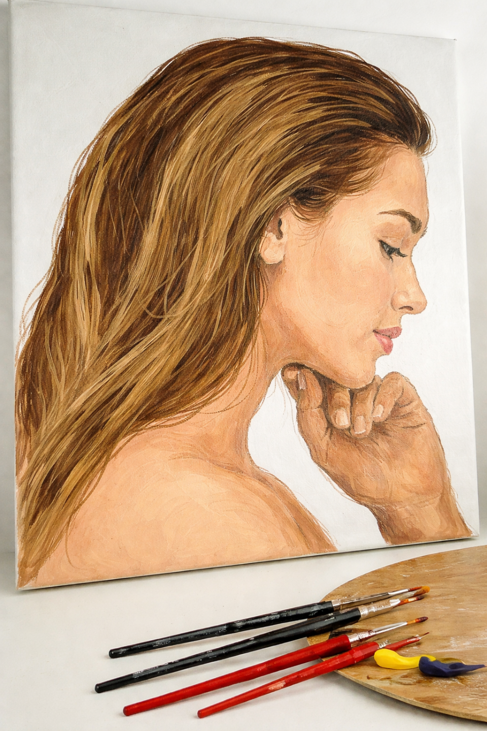 Student artwork focusing on skin tones and light transitions