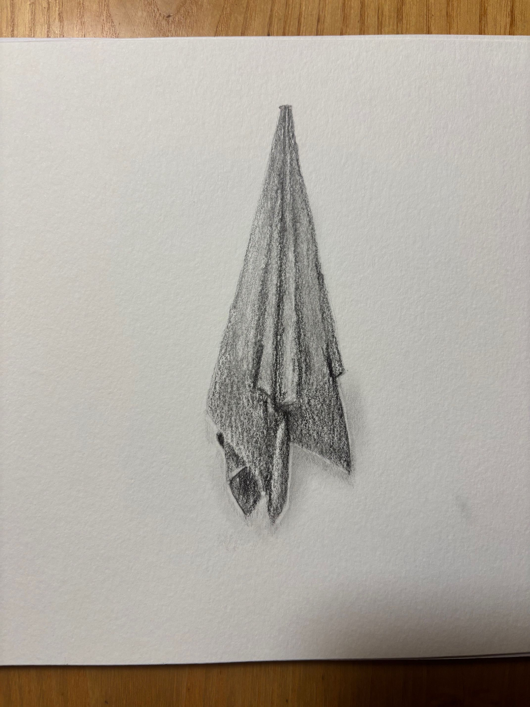 Student artwork studying light and shadow in still life drawing