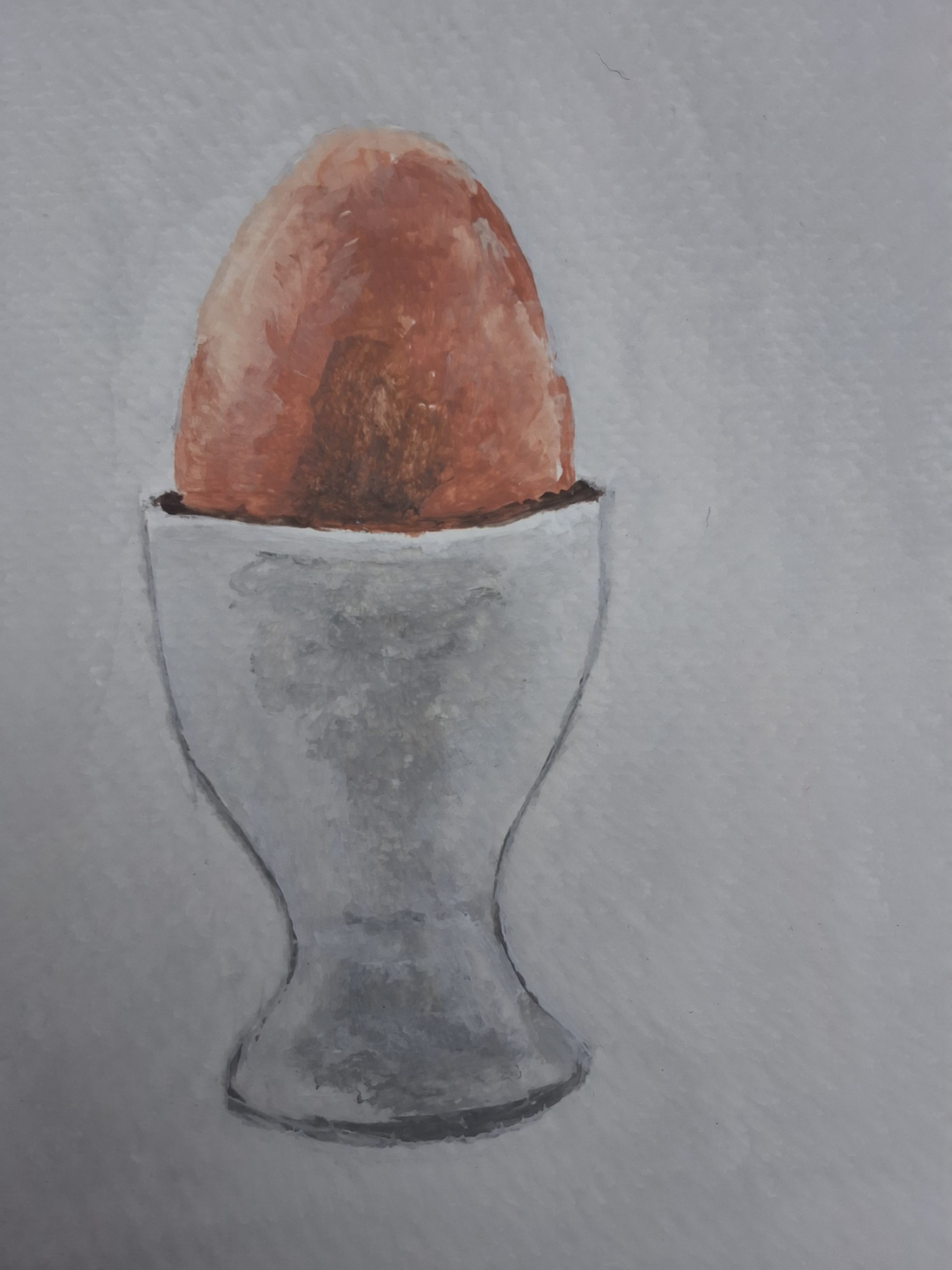 Student artwork studying light and shadow in still life painting witnh an egg painting