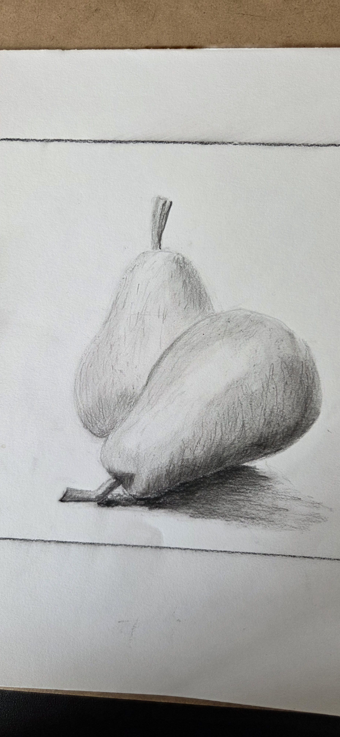 Realistic oil painting made during structured online art lessons