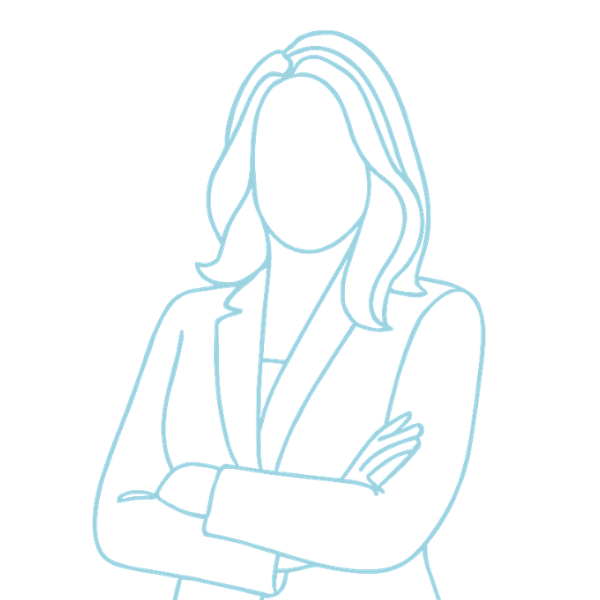 Outline portrait of a business professional in a thoughtful pose, used as a placeholder image for an executive profile.