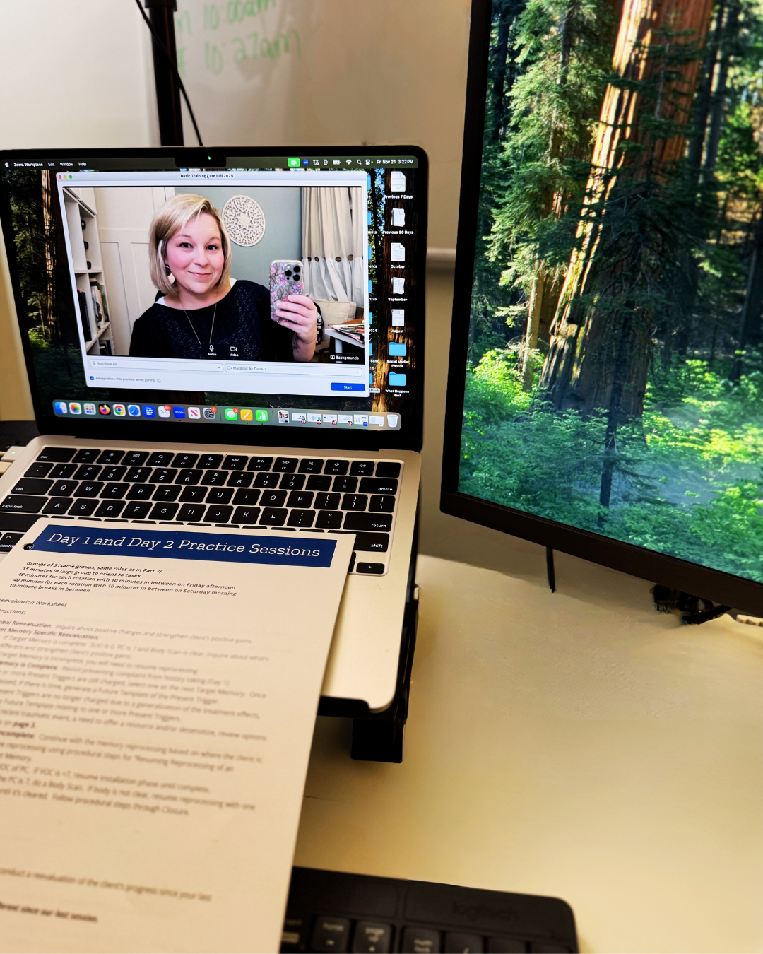 Rachel Totten preparing to present as Faculty during an EMDR basic training, demonstrating leadership in trauma-informed care.