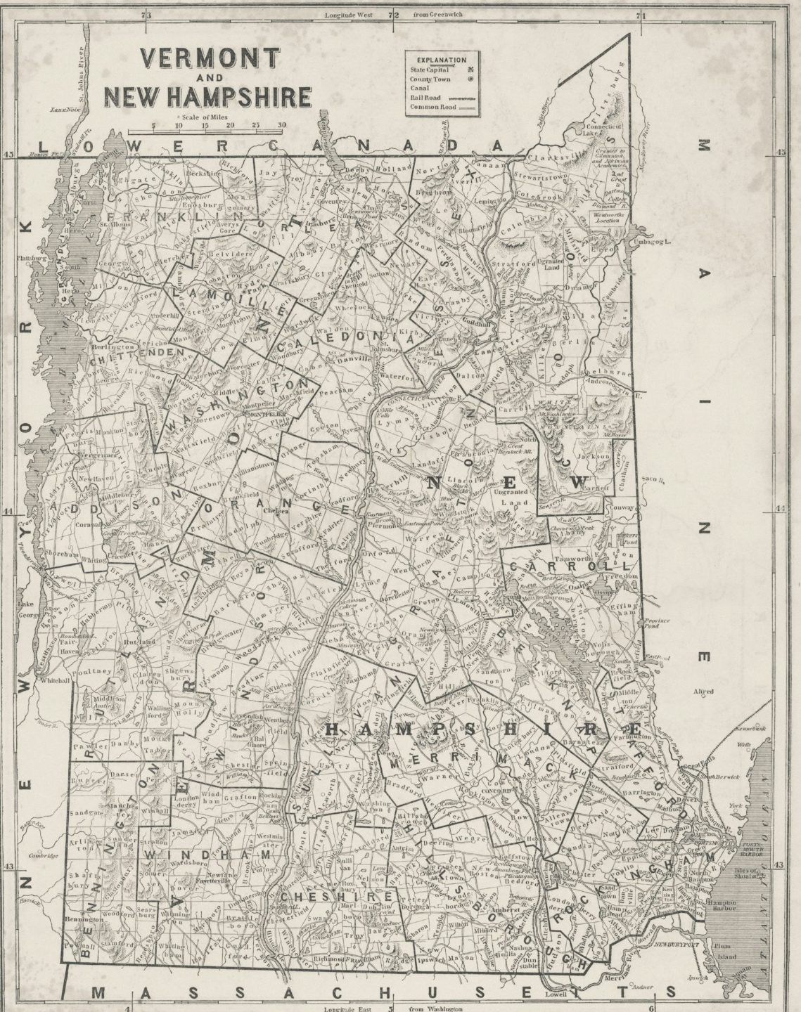 Map of New Hampshire highlighting online EMDR therapy service areas including Lebanon, Hanover, and Concord for Upcycling Trauma.