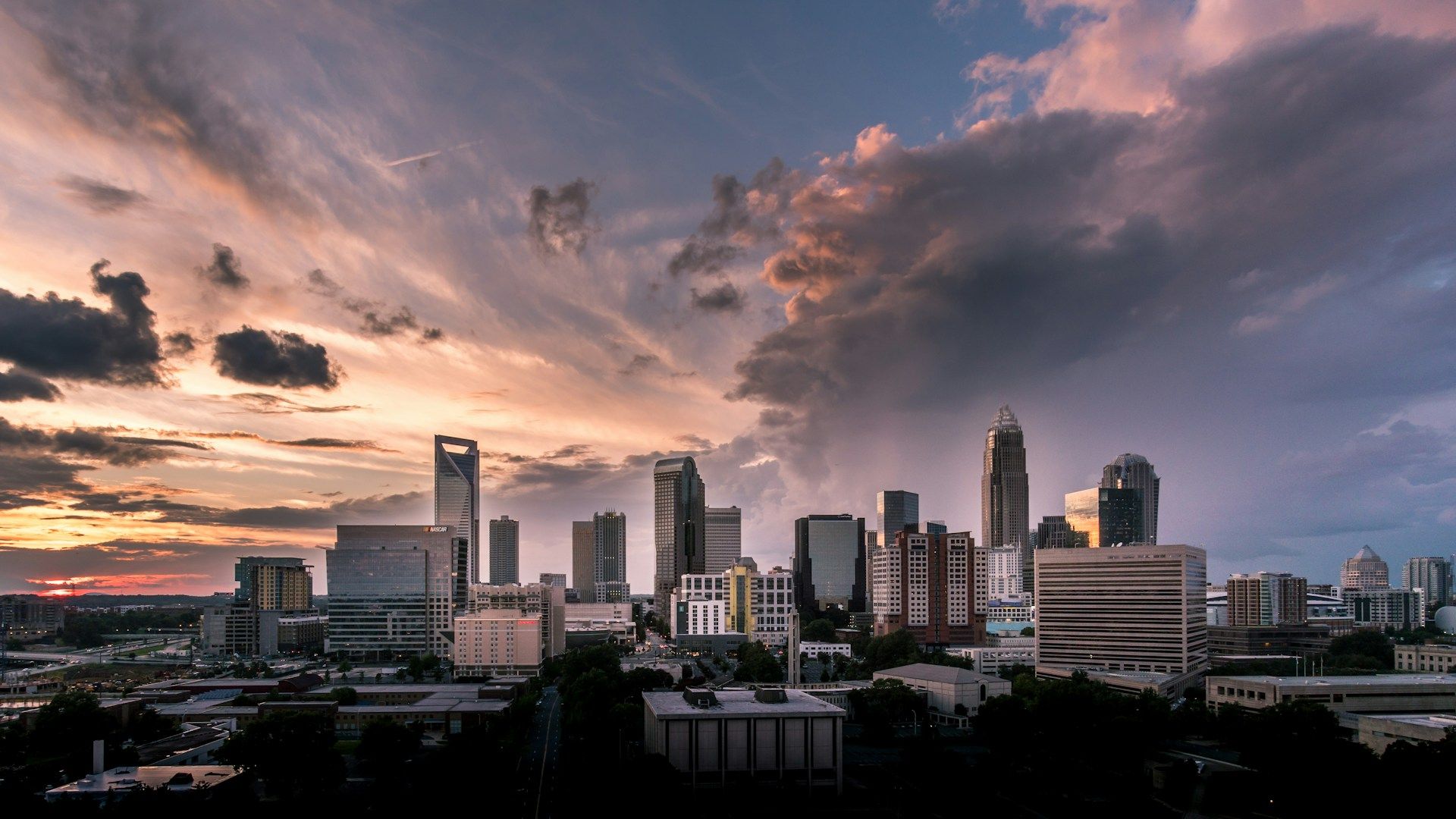 The Charlotte Queen City skyline representing Online EMDR therapy access from the Piedmont to the North Carolina coast.