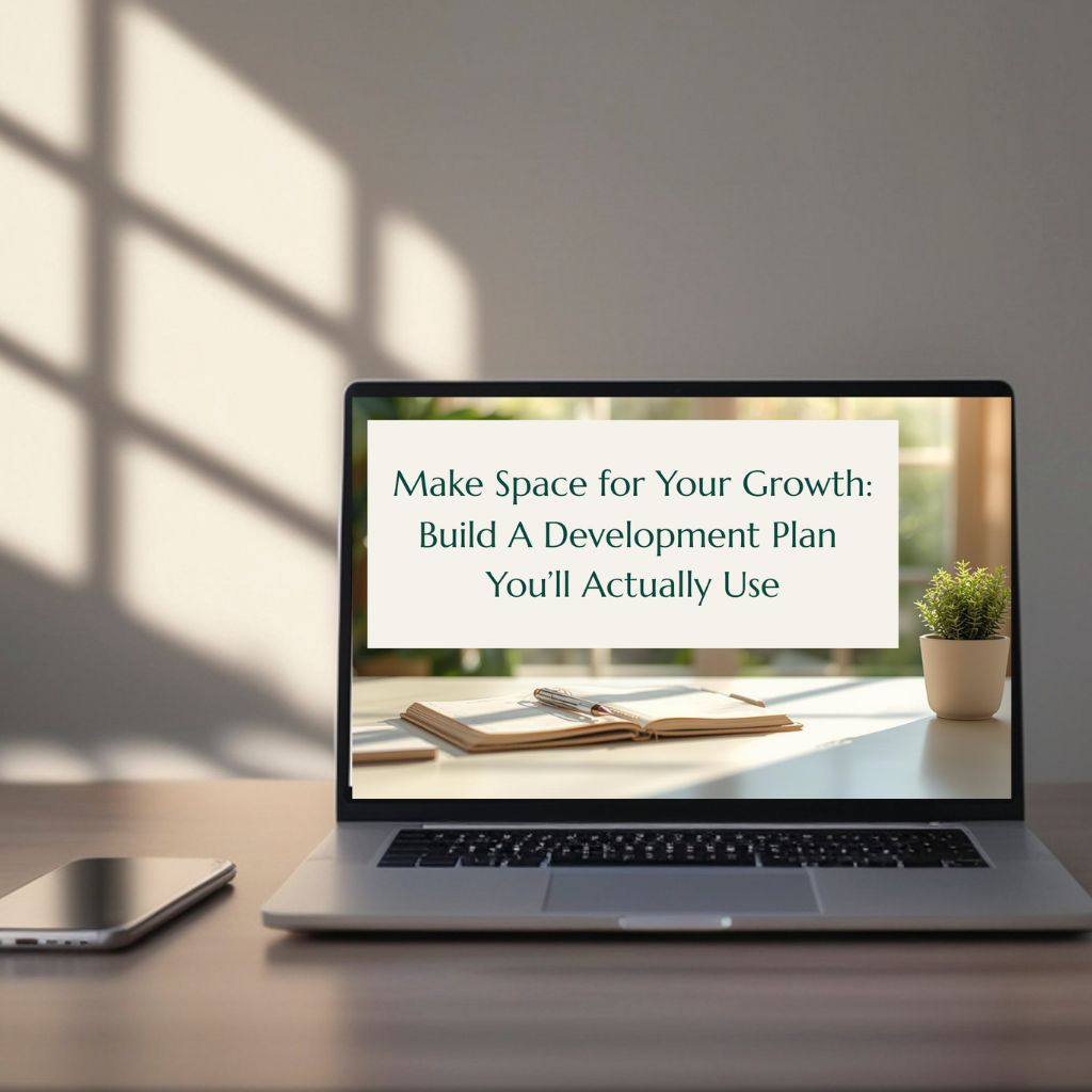 Laptop with title screen from Make Space course