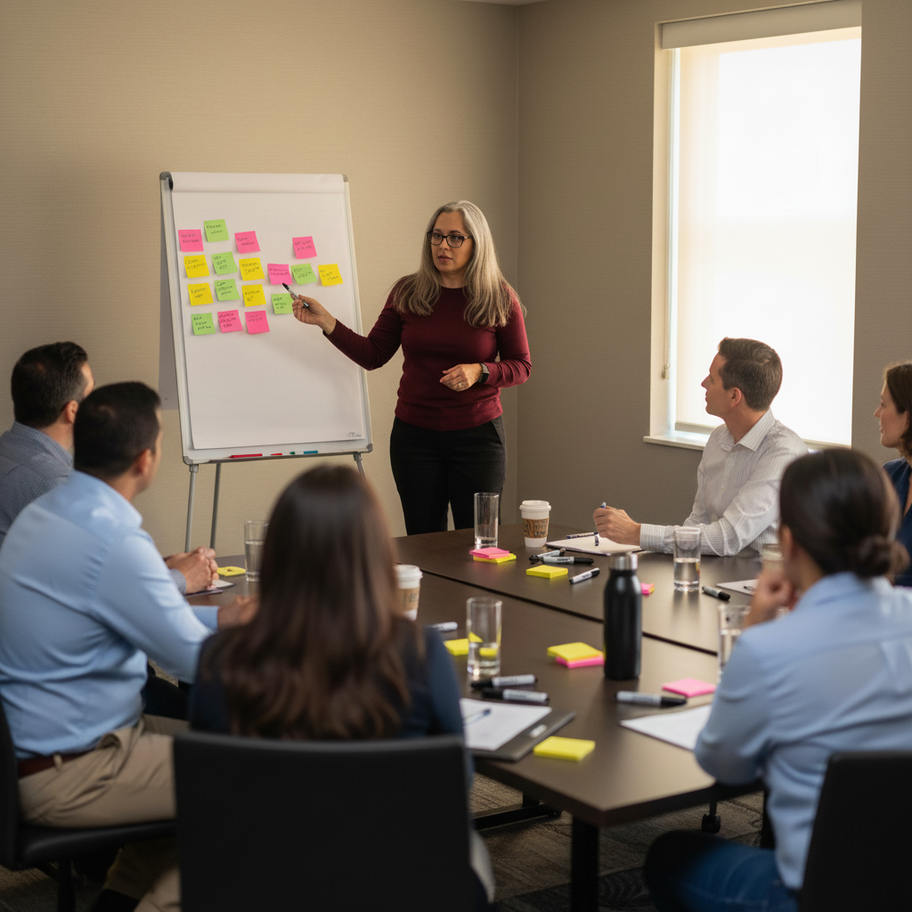 Danielle presenting sticky notes