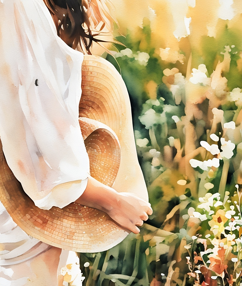 GIF of a Determined Woman Walking Through a Field Toward The Sun