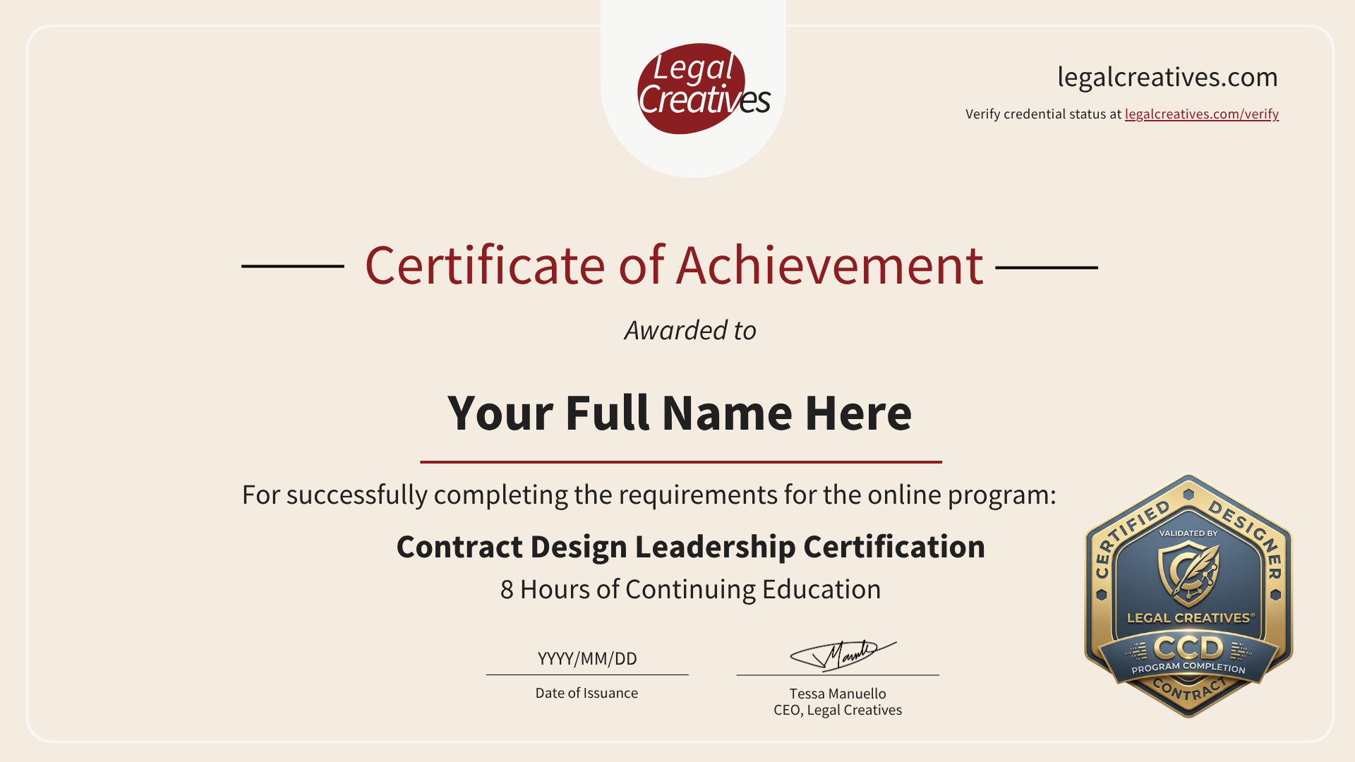 Certified Contract Designer (CCD) Certificate Preview