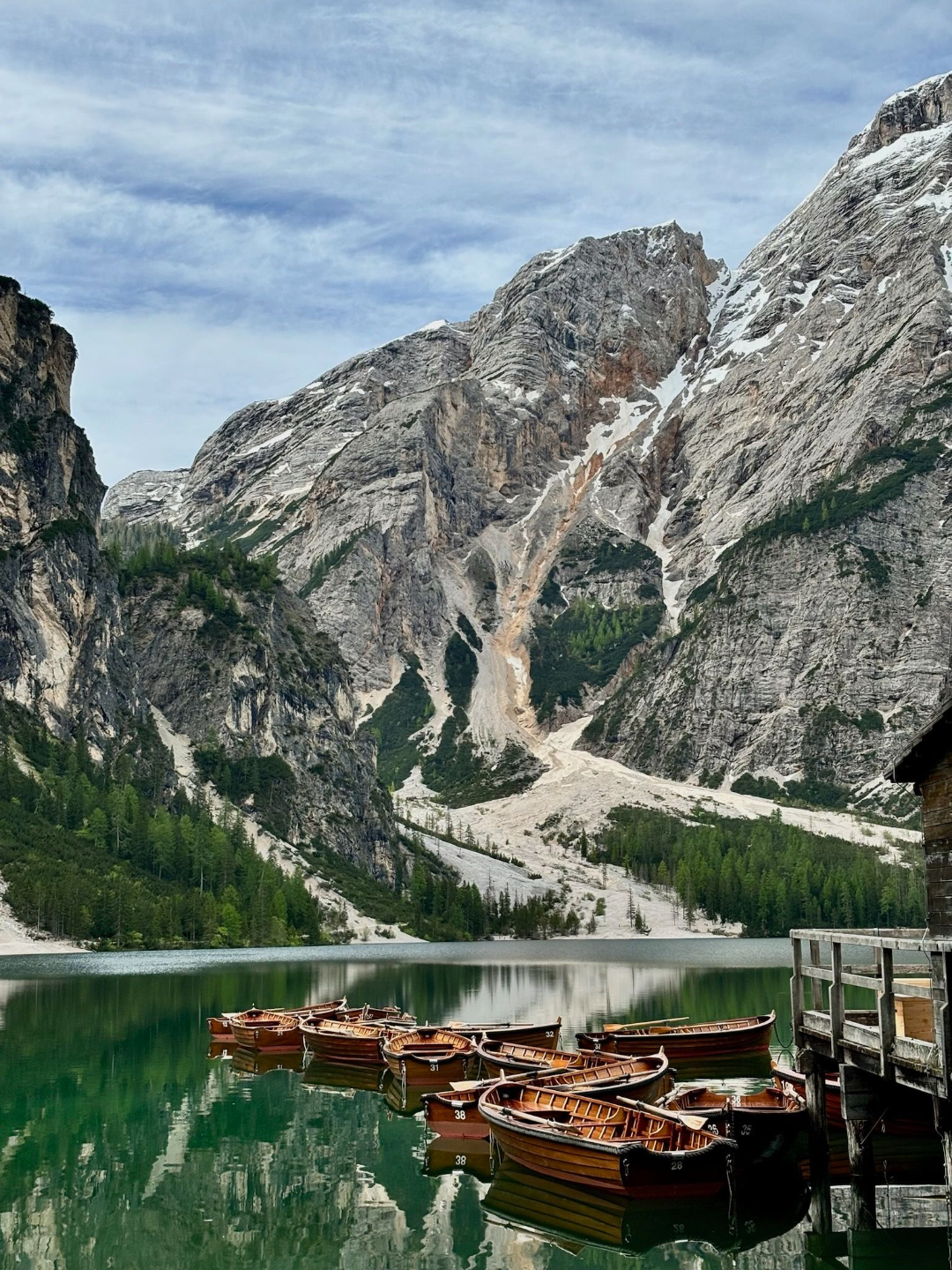 Boats at an alpine lake