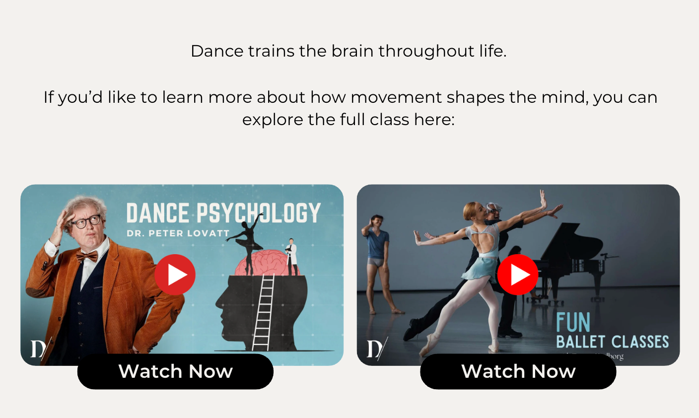 Link to classes on Dance and the brain