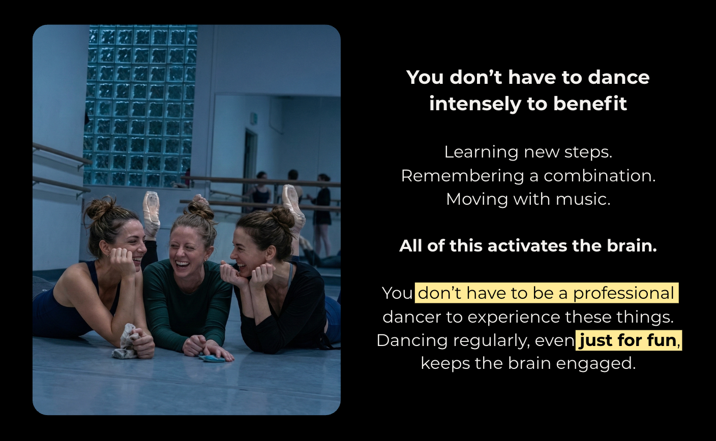 You don't have to dance intensely to benefit