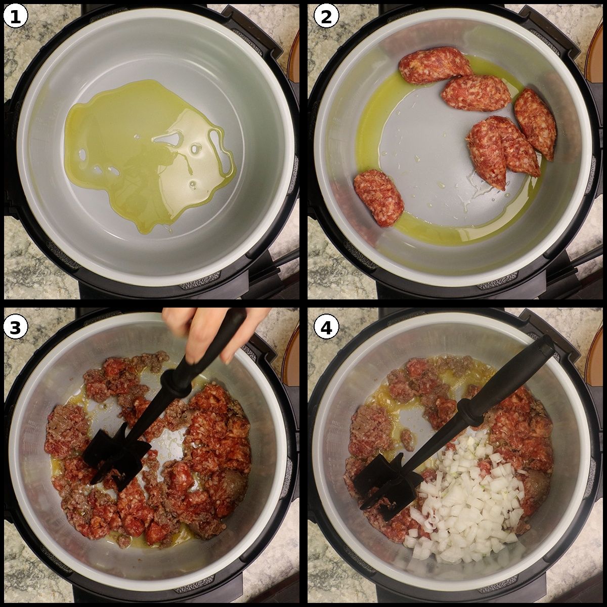 Cooking sausage in pot