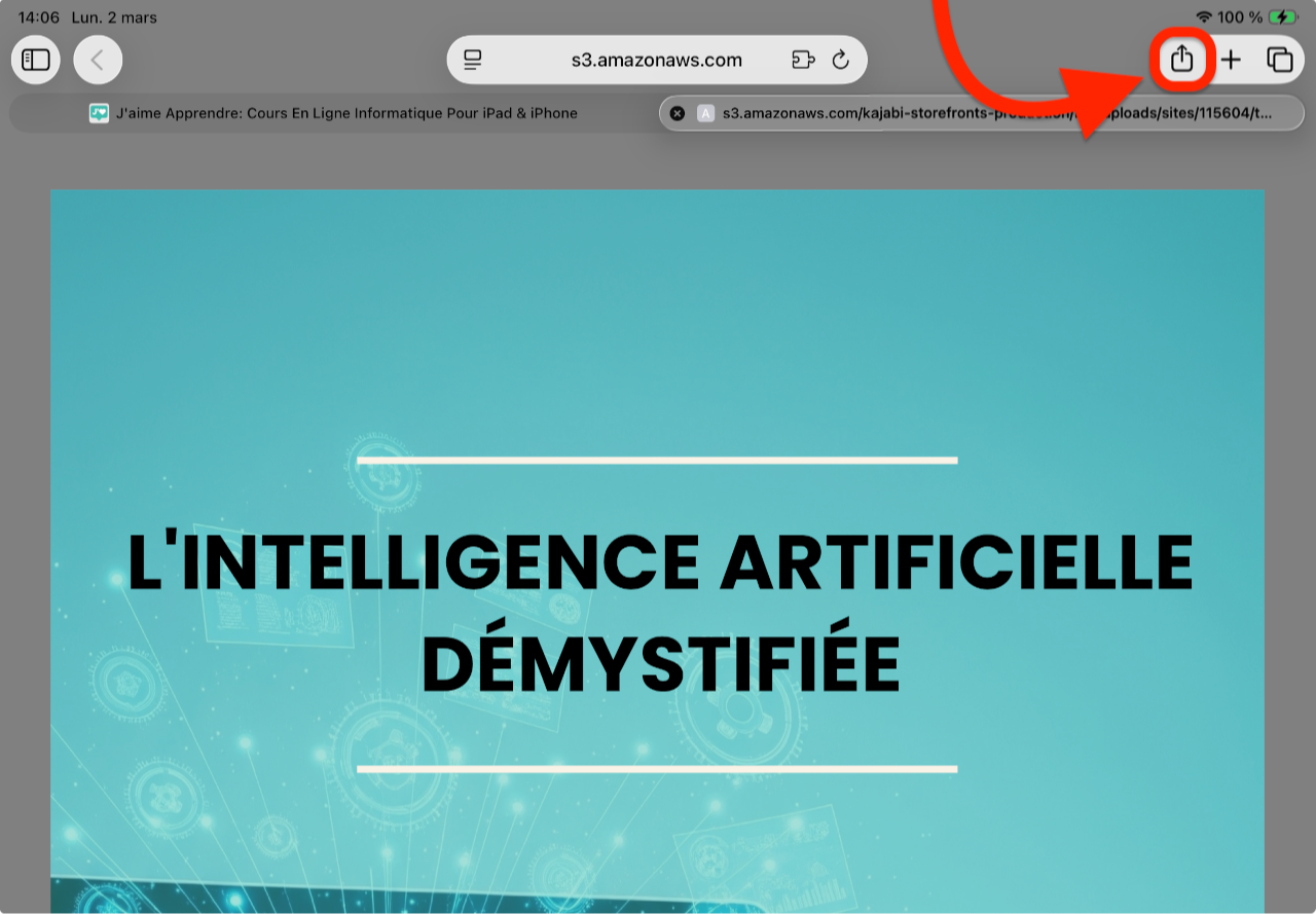 Illustration du bouton Partager sur iPad/iPhone