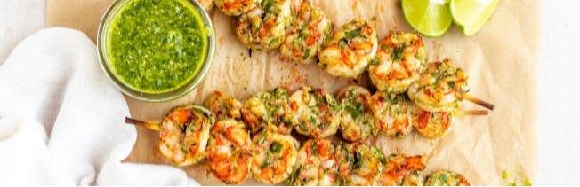 Grilled Cilantro Lime Pesto Shrimp