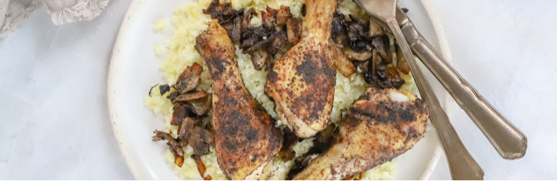 Sumac Drumsticks with Cauliflower Rice