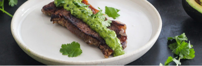 Steak with Creamy Chimichurri Sauce