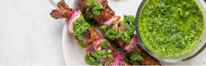 BBQ Steak Skewers with Chimichurri