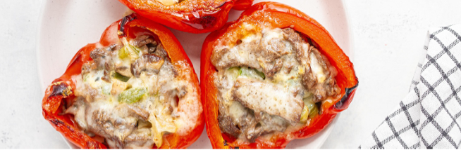 Philly Cheesesteak Stuffed Red Peppers
