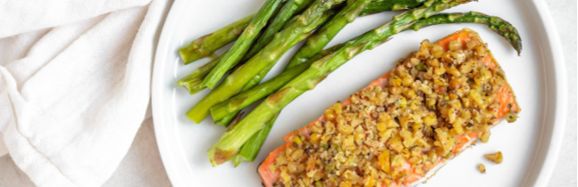 Walnut Crusted Salmon with Asparagus