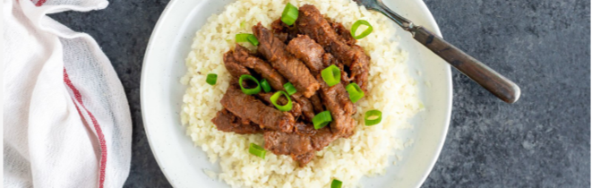 Sweet Ginger Beef & Cauliflower Rice Bowl