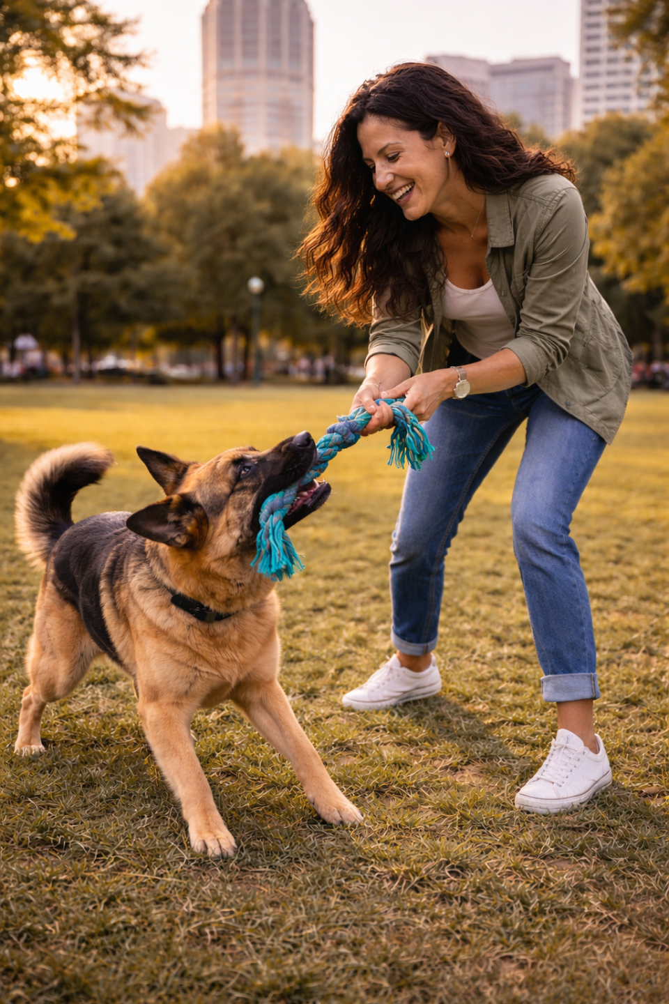 Dog and guardian during a virtual behavioral assessment