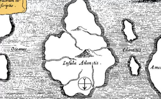 Een kaart van het eiland Atlantis