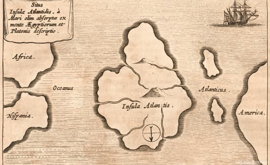 Een kaart van het eiland Atlantis