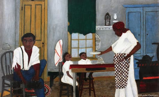 Compositie met rood, geel, zwart, blauw en grijs van Piet Mondriaan