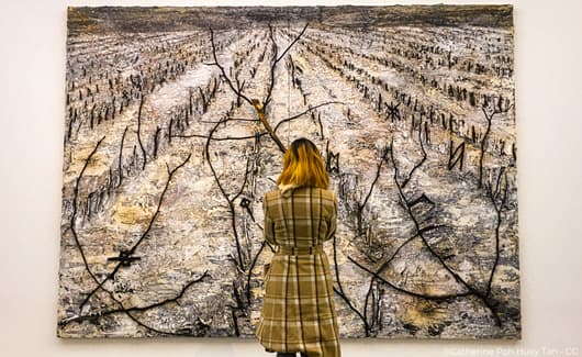 Compositie met rood, geel, zwart, blauw en grijs van Piet Mondriaan