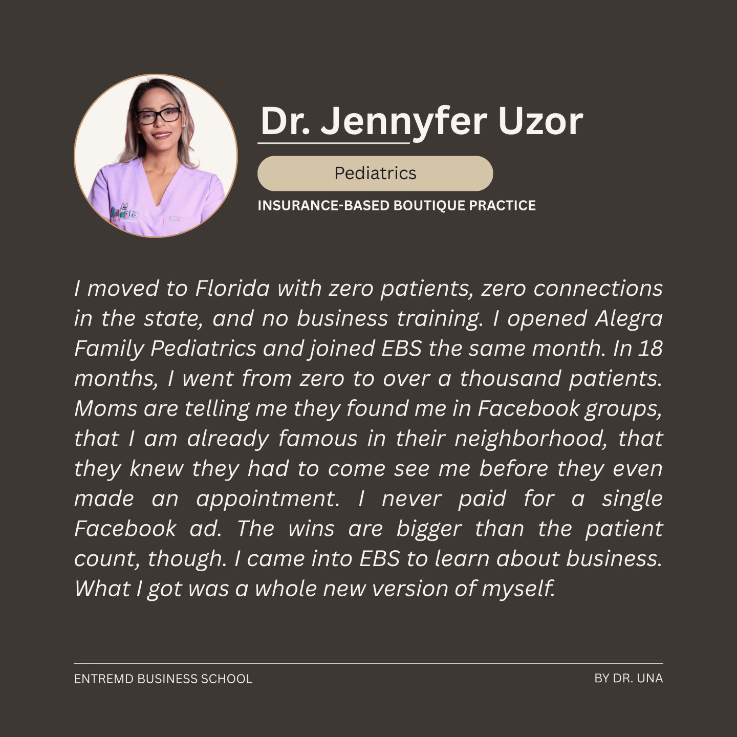 Dr. Jennyfer Uzor, Pediatrics, EntreMD Business School, EBS, Physician, Entrepreneur