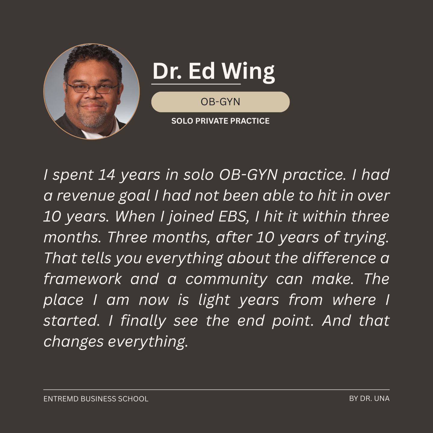 Dr. Ed Wing, OB-GYN, EntreMD Business School, EBS, Physician, Entrepreneur