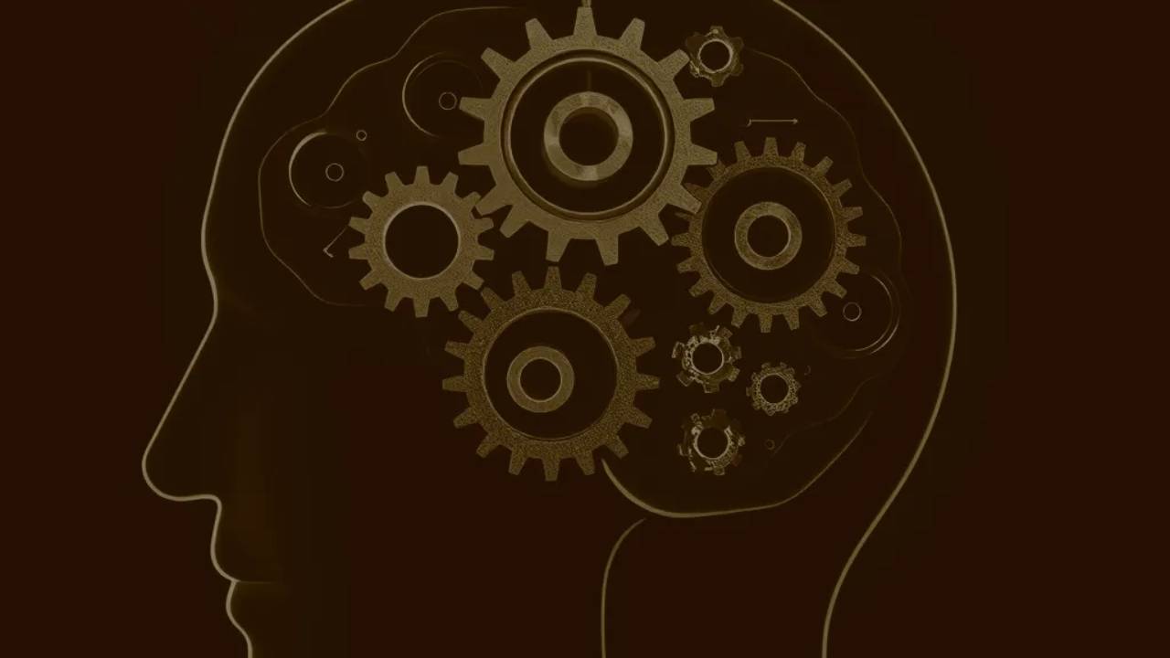 Picture of someone's brain made with gears