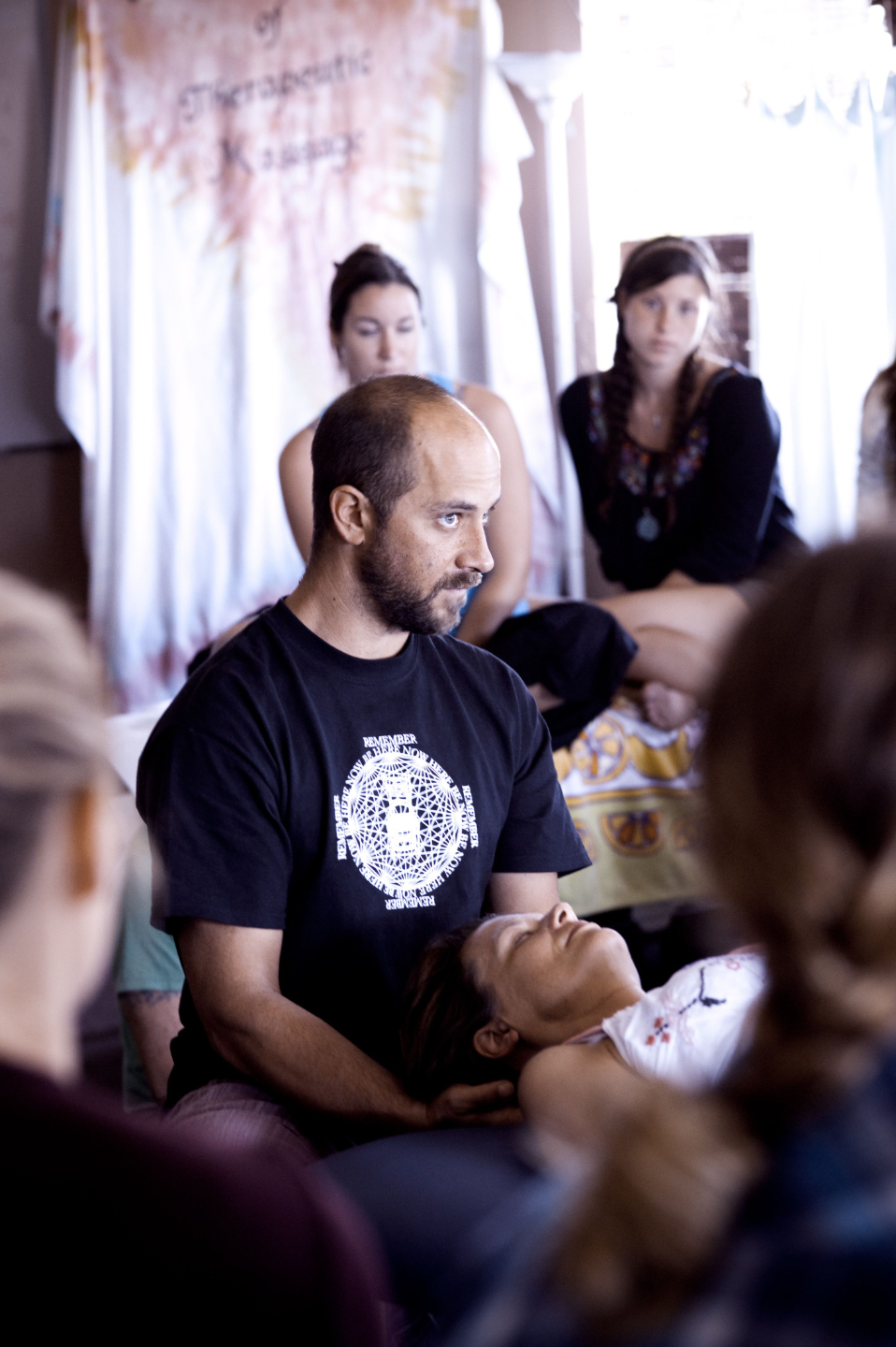 TJ Frank teaching at a live Bhaktiatsu workshop