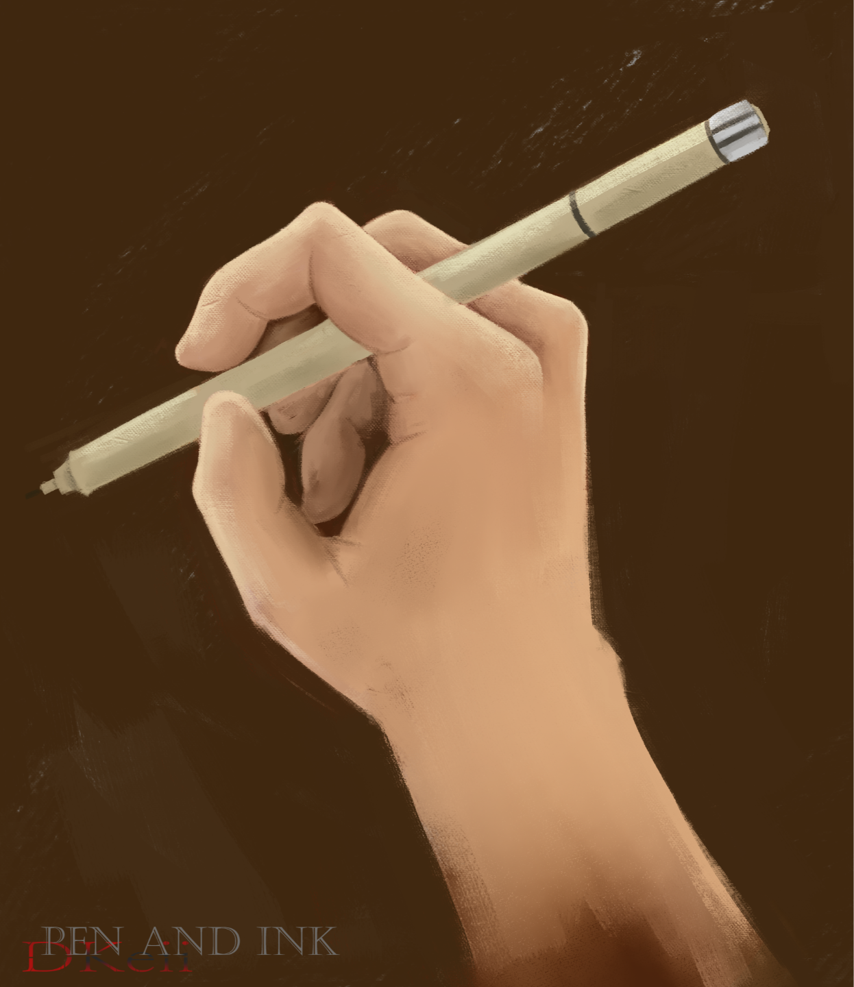 Hand holding a pen