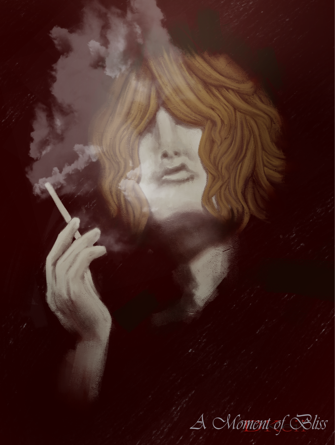 A portrait of smoking man