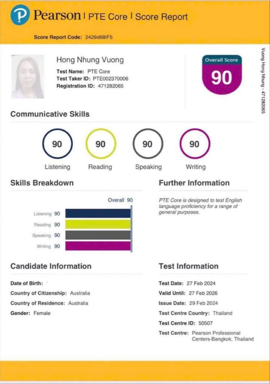 Moni PTE Core Score 90