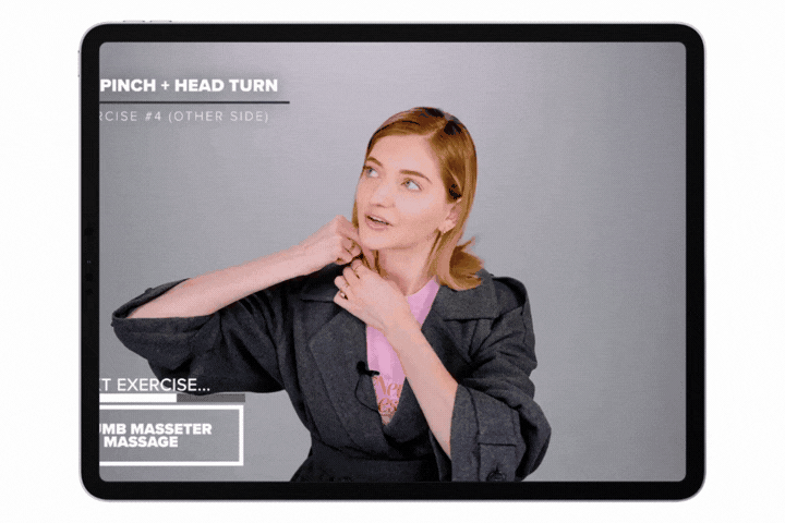 Valeriia demonstrating jaw slimming exercises