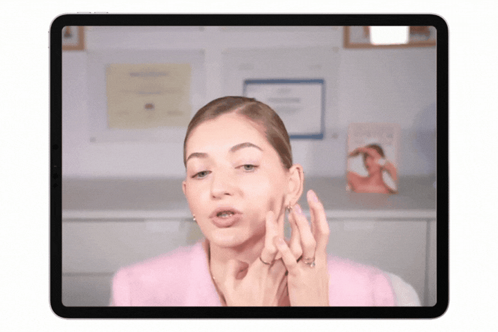 Image of Valeriia demonstrating face taping