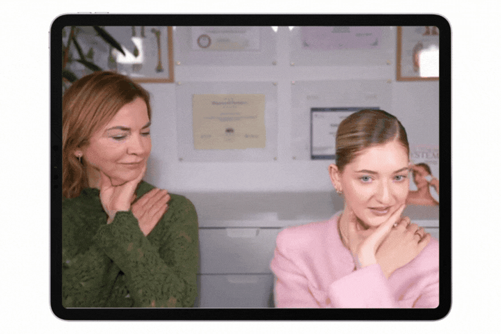 Image of Valeriia demonstrating face taping