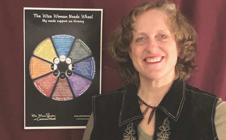 Corinna with the color Wise Woman Needs Wheel poster