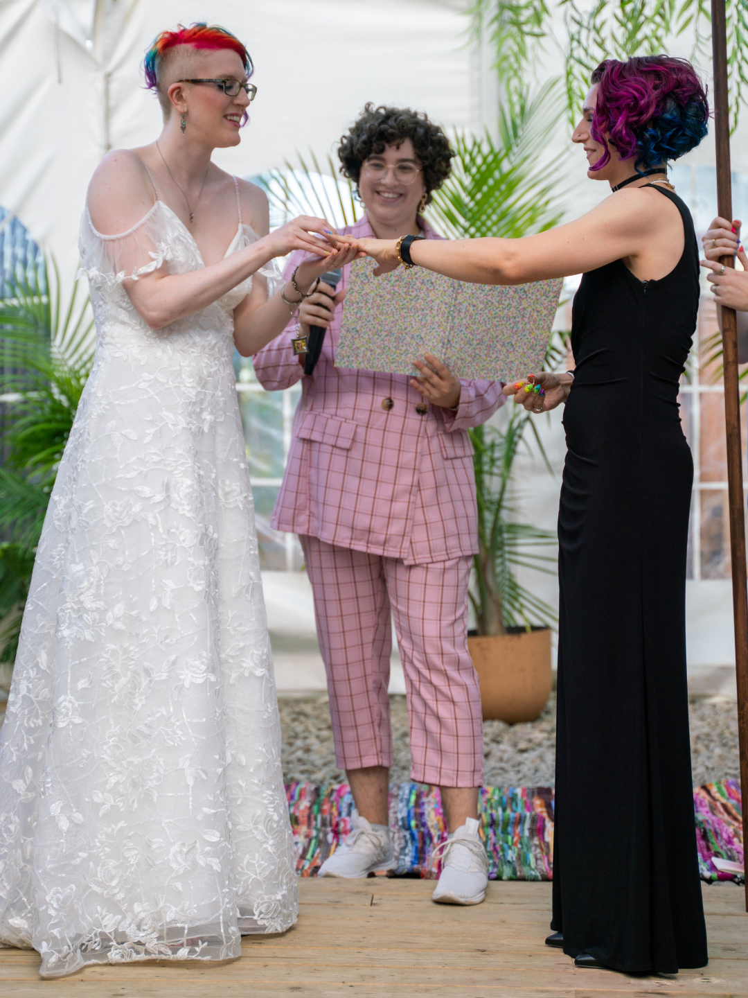 Ren&eacute;e officiating Tea's wedding