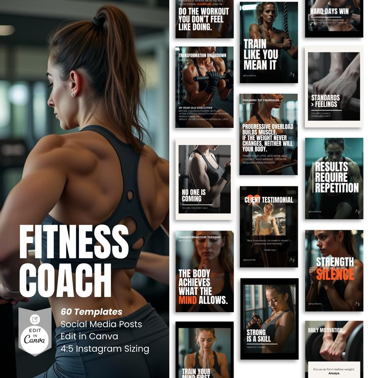 Personal Trainer Canva Social Media Post Templates